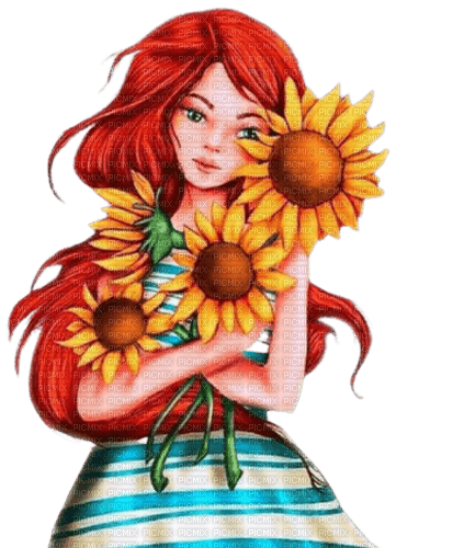 Girl Sunflower - Bogusia - Free PNG