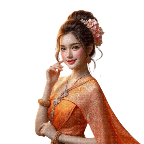 asian woman orange - zadarmo png