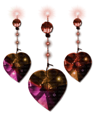 Kaz_Creations Deco Scrap Colours Gem Hanging Dangly Things Hearts - PNG gratuit