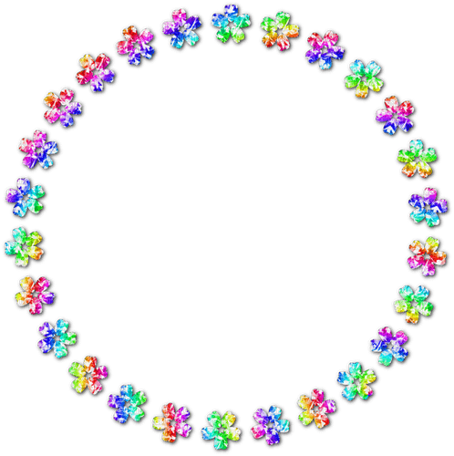 Circle.Flowers.Frame.Rainbow - Free PNG