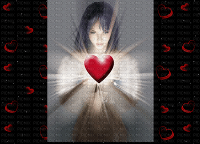 femme coeur rouge - Gratis animeret GIF