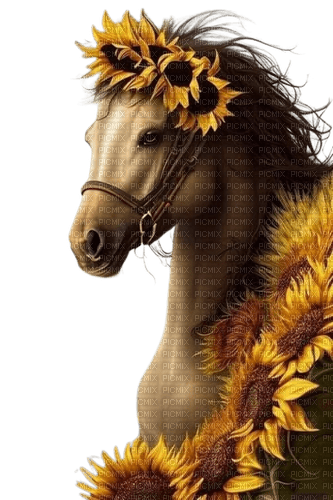 animal, horse, cheval, flower - 無料png