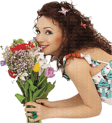 Kaz_Creations Woman Femme Flowers - zdarma png