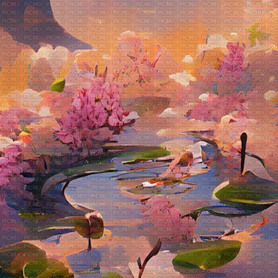 Sunset Pond Background - ilmainen png