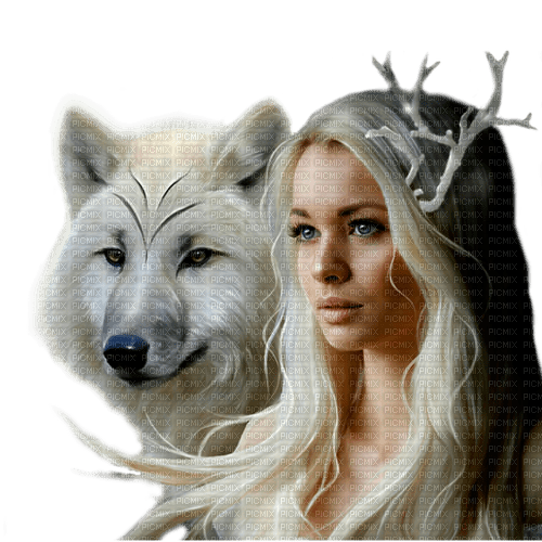 fantasy woman with wolf by nataliplus - darmowe png