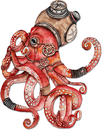 soave deco steampunk octopus pink red - ilmainen png