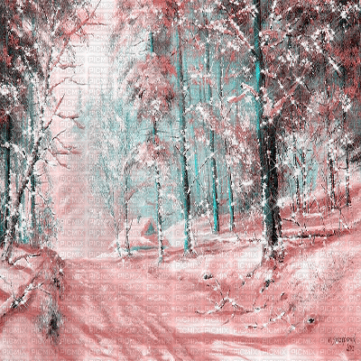 kikkapink background tree lights snow winter - Бесплатный анимированный гифка