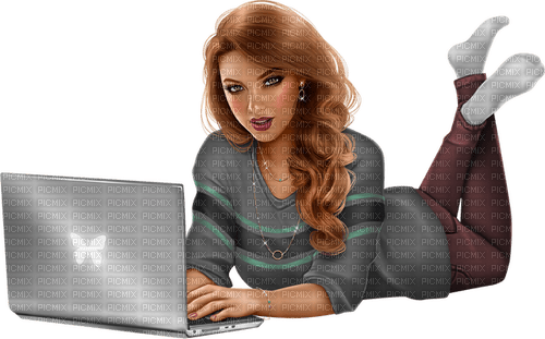 Woman, laptop, computer. Leila - фрее пнг