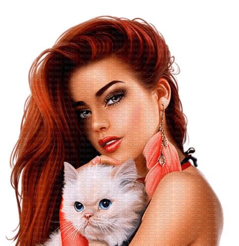 summer woman with cat by nataliplus - ücretsiz png