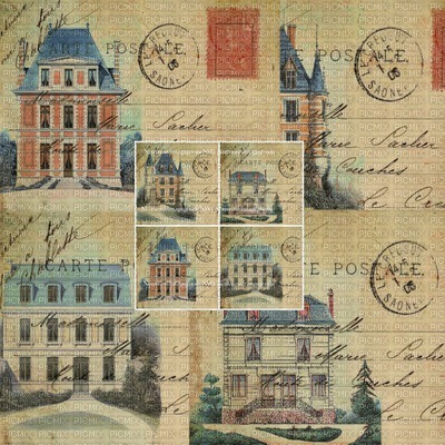 vintage postcards stamps - PNG gratuit