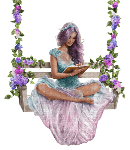 Kaz_Creations Woman-Femme On Swing - δωρεάν png