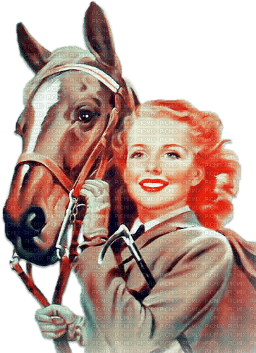 soave woman vintage autumn horse brown orange - ücretsiz png
