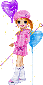 girl with balloons - Gratis animerad GIF