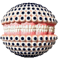 teeth and eyeball sphere - GIF animasi gratis