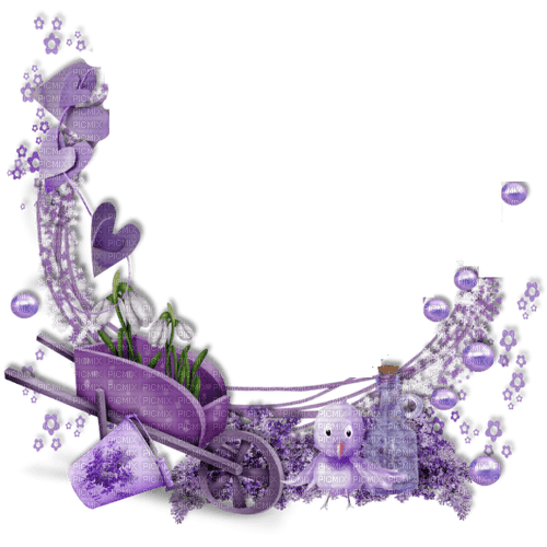 kikkapink purple deco frame flowers - png grátis