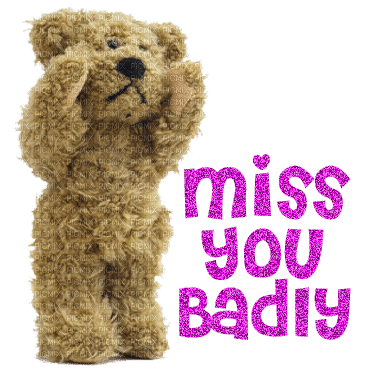 Kaz_Creations Teddy Text Miss You Badly - Безплатен анимиран GIF