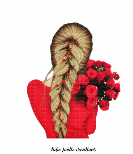 loly33 femme de dos fleur - δωρεάν png