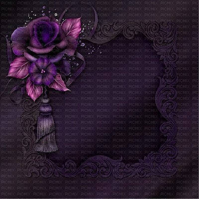 bg-frame-purple-pink-flower - Free PNG