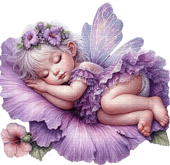Hada durmiendo en flor - png gratis