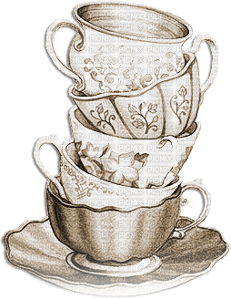 soave deco vintage coffee tea cup sepia - ingyenes png