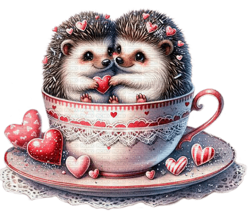 st. Valentine hedgehogs by nataliplus - Free PNG