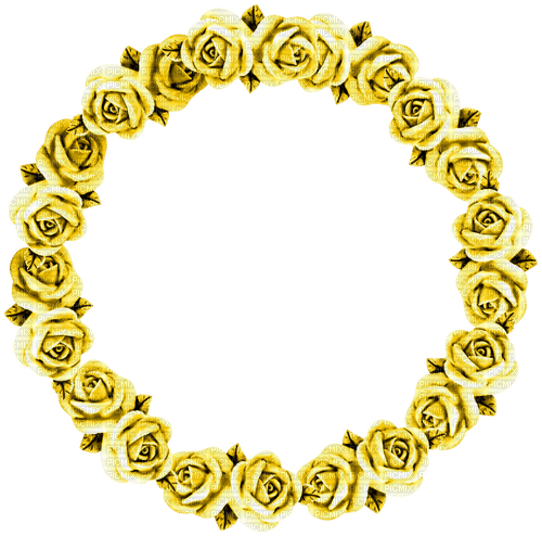Roses.Circle.Frame.Yellow - 免费PNG