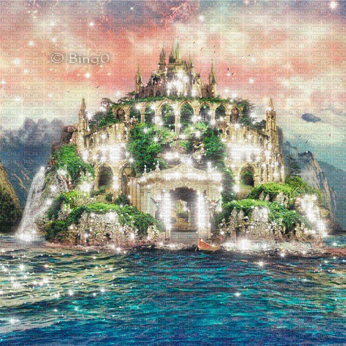 Y.A.M._Fantasy Landscape castle - GIF animé gratuit