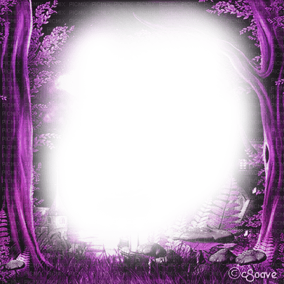 soave frame fantasy forest tree mushroms purple - png ฟรี