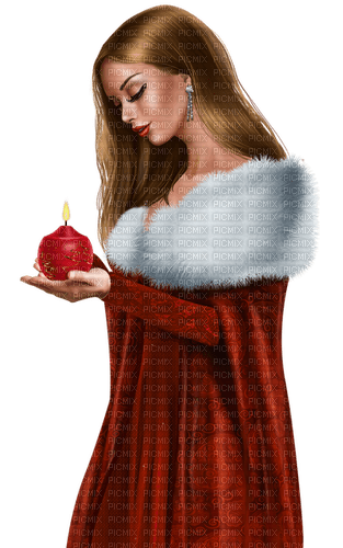 Woman with a candle. Red cloak. Leila - δωρεάν png