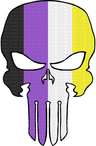 Nonbinary Pride Skull - PNG gratuit