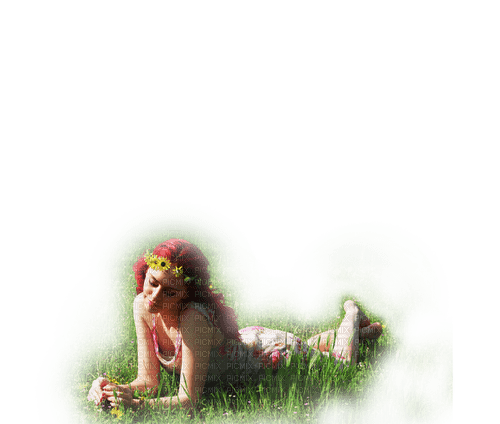 kvinna i gräset - Free PNG