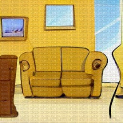 Yellow Cartoon Living Room - besplatni png
