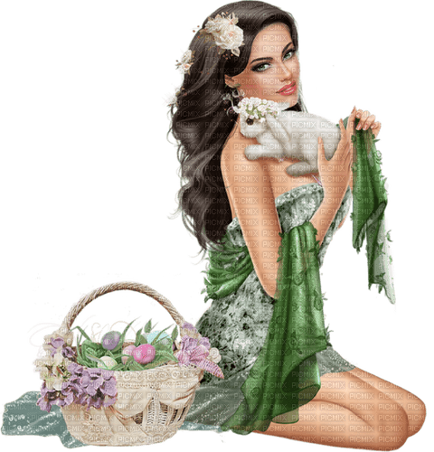 Woman. Easter. Rabbit. Leila - Free PNG