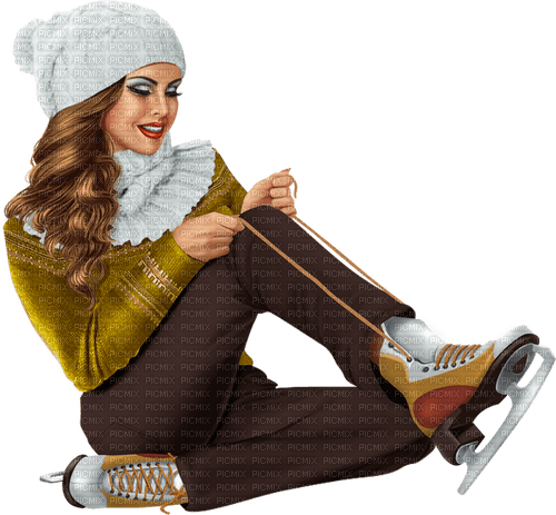 Winter. Woman with skates. Leila - png gratis