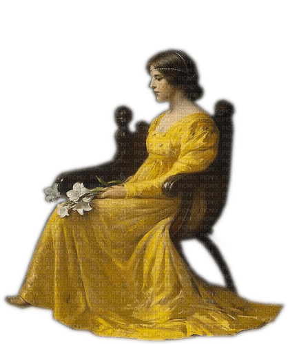 Rena Vintage Woman yellow gelb - png ฟรี