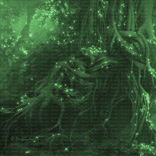 Y.A.M._Fantasy forest background green - Ingyenes animált GIF