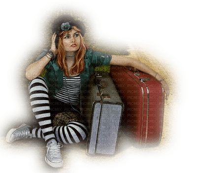 woman travel suitcase bp - nemokama png