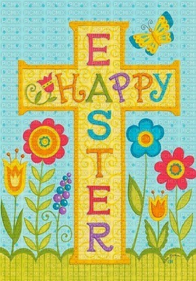 Happy Easter Text on Cross - Free PNG