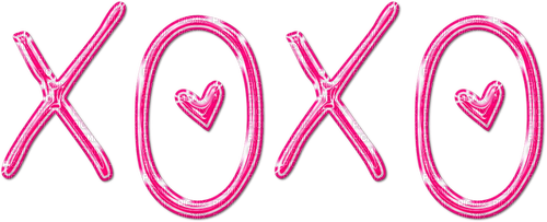 XOXO.Text.Hearts.Pink - PNG gratuit