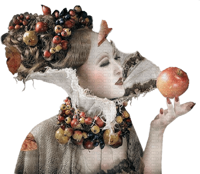 Kaz_Creations Woman Femme Autumn Fruit - 無料png