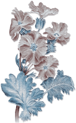 soave deco flowers branch garden vintage  blue - PNG gratuit