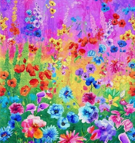 rainbow spring floral garden background - nemokama png