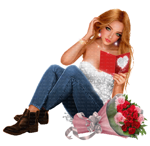 valentine woman by nataliplus - Бесплатный анимированный гифка