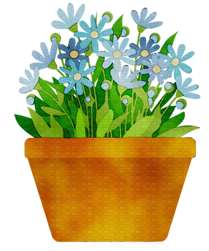 blue flowers watercolor Bb2 - bezmaksas png