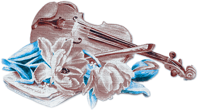 soave deco vintage music violin flowers blue - 免费PNG