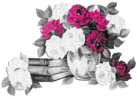 soave deco vintage flowers rose book pink black - darmowe png