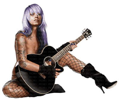Guitariste femme Tatouée - gratis png