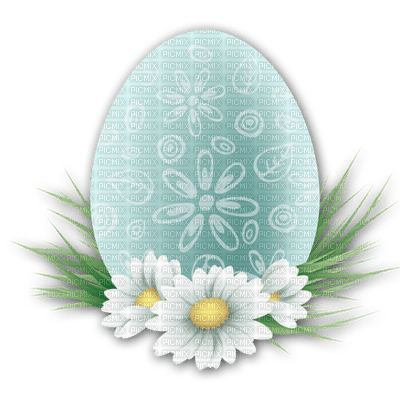 Easter Egg Blue White Flower  - Bogusia - kostenlos png