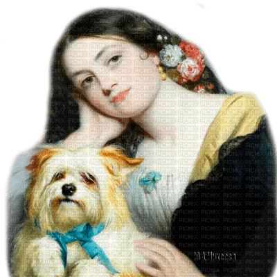 Y.A.M._Vintage Lady woman dog - png grátis