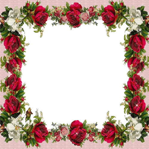 glitter animated frame flowers roses - Ingyenes animált GIF